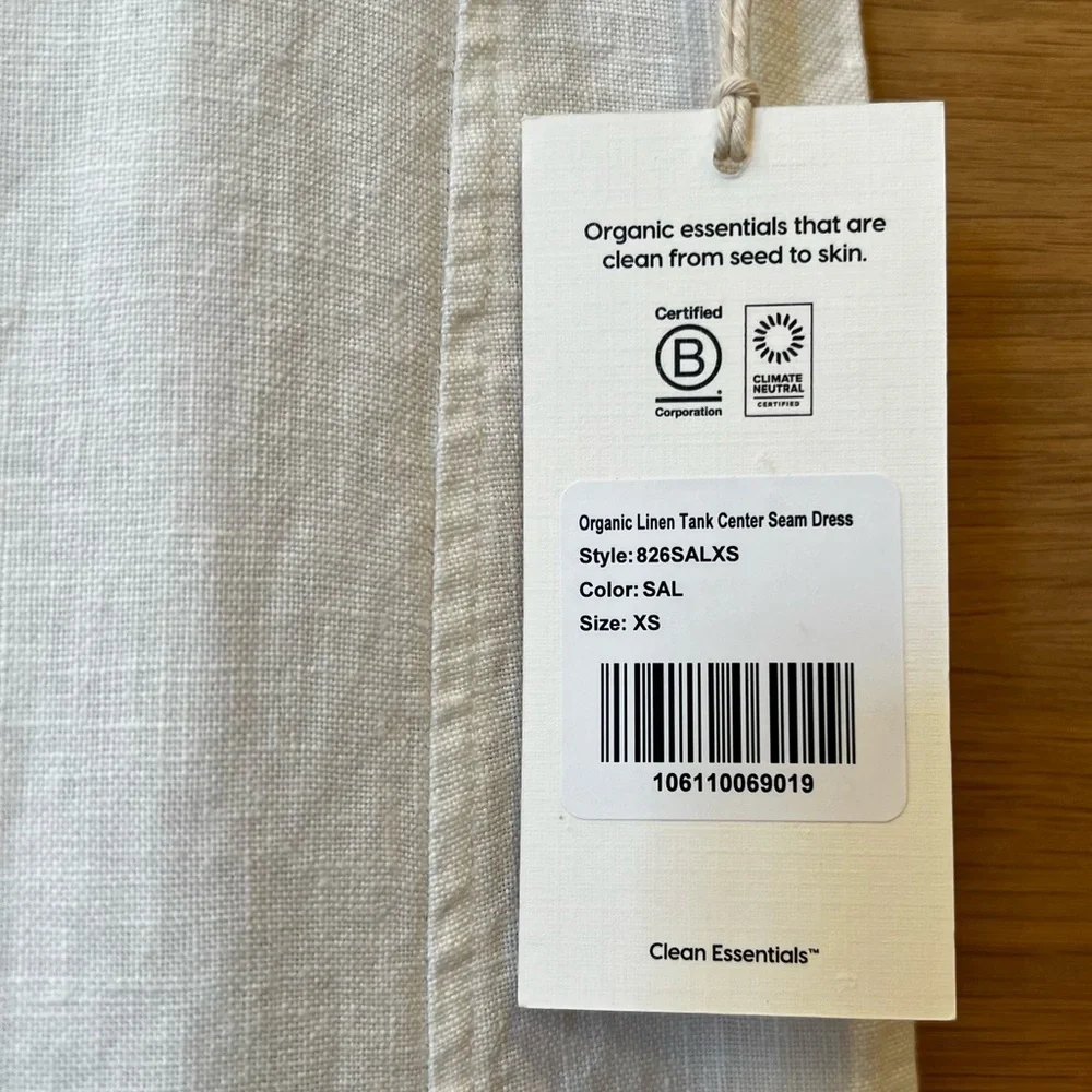 Mate the Label Organic Linen Tank Center Seam Midi Dress Salt Size XS NWT Beach - Picture 3 of 6